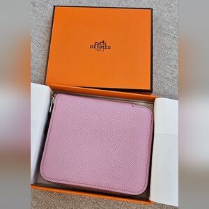 Preloved Hermes Silk'in Compact Wallet Mauve Sylvestre Equateur Print